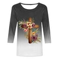 thumbnail image 4 of Kayannuo Blouses for Women Tee Shirts for Women Women's Printed Round Neck Easter Printed 3/4 Sleeve T-shirt Round Neck Pullover Top, 4 of 4