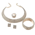 thumbnail image 2 of Kripyery 4Pcs/Set Extension Chain Necklace Earrings Bracelet Ring Adjustable Multi Rows Full Rhinestone Women Choker Necklace Set Jewelry Accessory, 2 of 8