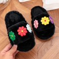 thumbnail image 6 of GPOECD Cute Slippers for Women Fuzzy Open Toe Embroidery Slide Soft Non Warm Cozy Slippers for Winter., 6 of 7