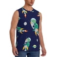 thumbnail image 2 of Honeii Astronaut Dinosaur and Space Print Men's Sleeveless Muscle Shirts, Breathable & Quick-Dry Gym Shirt, Athletic Tank Top for Running, Fitness, and Outdoor Activities-Small, 2 of 7