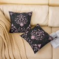 thumbnail image 2 of Manfei Bohemian Damask Cushion Covers for Sofa Set of 2, Black Pink Throw Pillow Covers for Bed, 24x24, Victorian Flower Throw Pillow Covers, Breathable Bedroom Decoration, 2 of 6