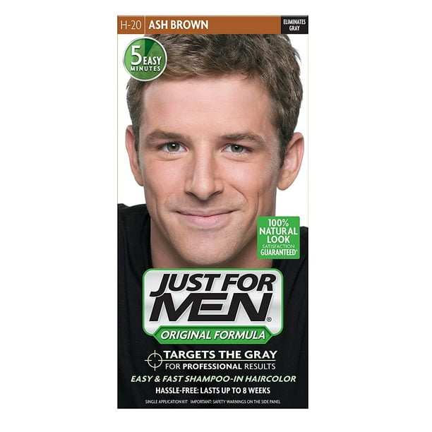 Just for Men Shampoo-in Hair Color, Ash Brown H-20, 1 Application + Schick  Slim Twin ST for Sensitive Skin 