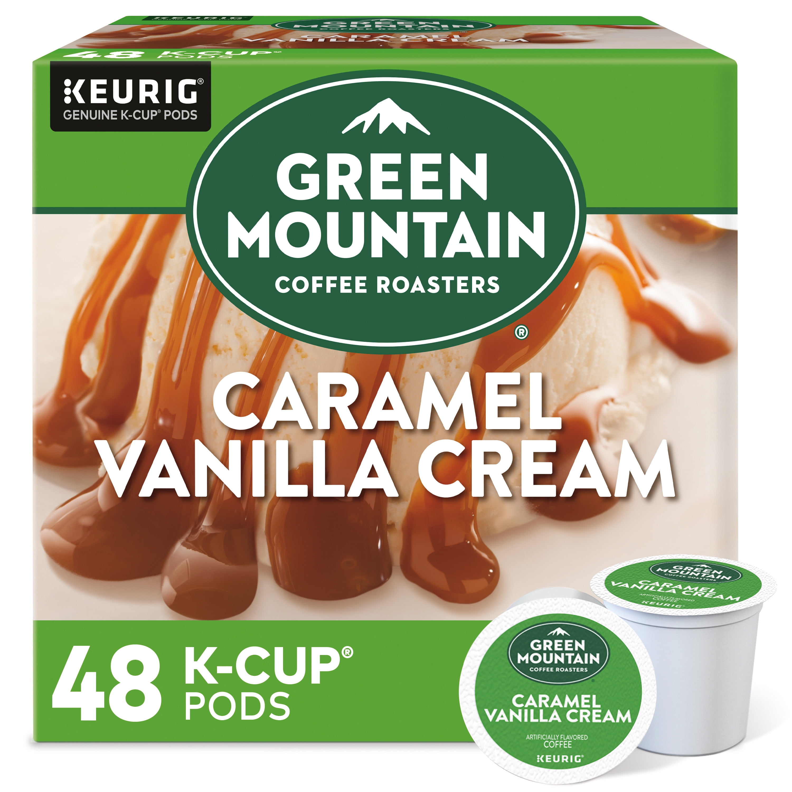 Green Mountain Coffee Caramel Vanilla Cream Keurig Single-Serve K-Cup pods, Light Roast Coffee, 48 Count
