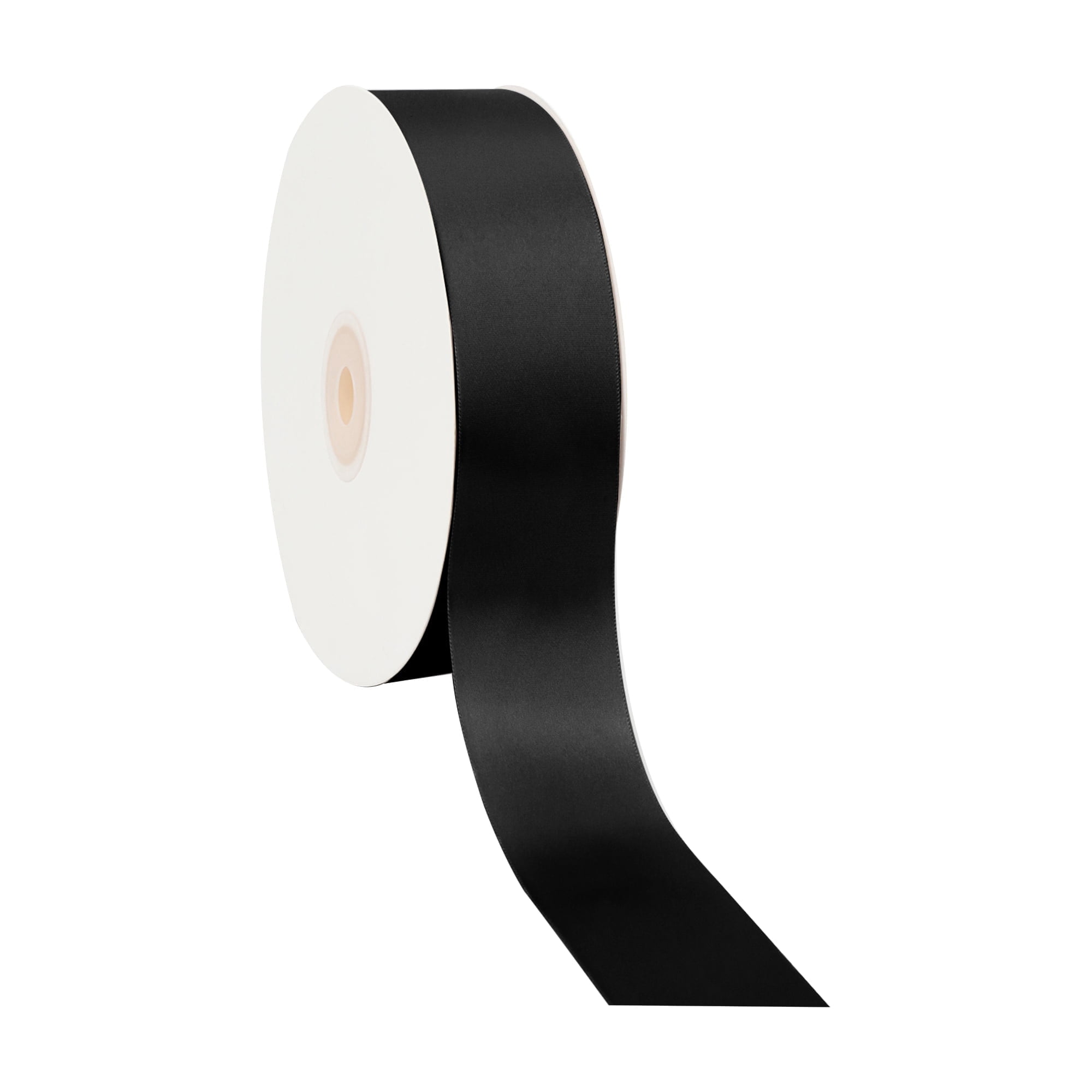 LaRibbons 1 1/2" Black Single Face Satin Ribbon, 50 Yard