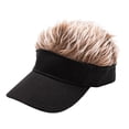 thumbnail image 3 of Gorra con visera con pelo falso para hombres y mujeres, novedad, regalo de cumpleaños, peluca con visera para el pelo Gorra Negra CaféCabello, 3 of 8