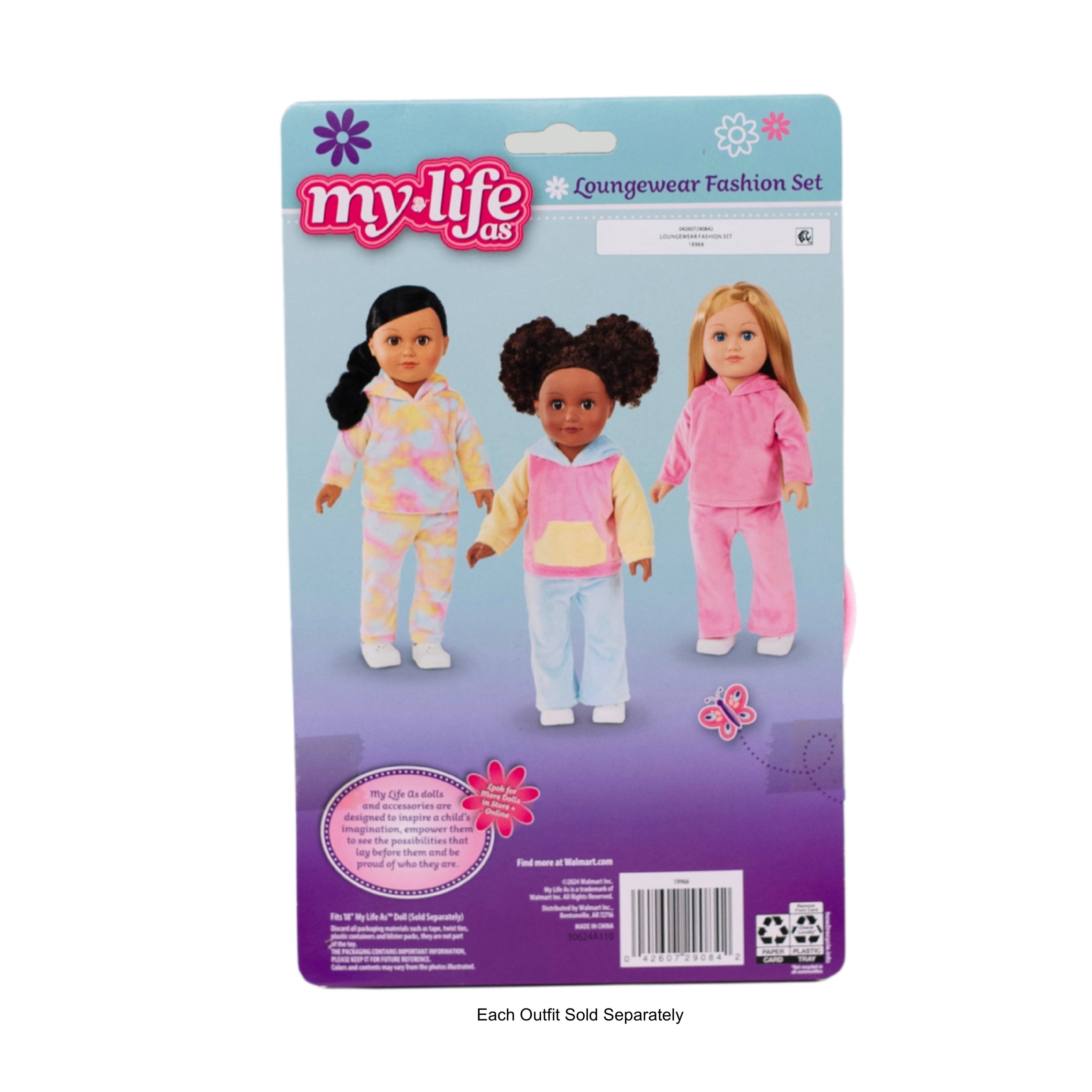 My Life As Loungewear Fashion Set for 18-inch Doll, 3 Pieces Included, Solid Pink