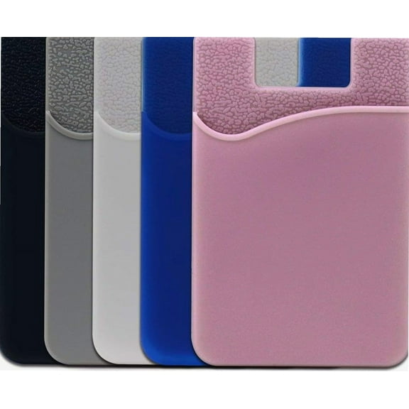 Phone Wallet, 3M Stick On Adhesive Card Sleeve Silicone Holder Pocket Pouch Stretchy Slim, Credit Debit ID Card Holder, Works for iPhone Android and All Smartphones (Black 2 Pack)