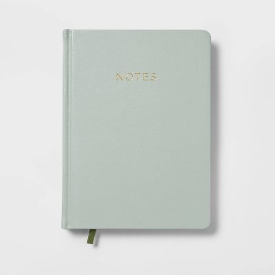 Ruled  7.75"x5.5" Faux Leather Sage: Lined Notebook, Hard Cover, 120 Pages, Acid-Free Paper