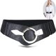 thumbnail image 1 of Wide Women Belt , Ladies Belt , Waistband , Belt , elastic cinch belt , Black , Leather , Double ring buckle , Dress Accessory , Fashion Crochet Belt, 1 of 5