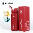 thumbnail image 2 of AquaFlask Original Bouteille d'Eau en Acier Inoxydable Isolée sous Vide 18oz (530ml) – Étanche, Sans BPA, Garde les Boissons Froides et Chaudes – Flasque Réutilisable pour Sport et Voyage (Rouge Cerise), 2 of 2