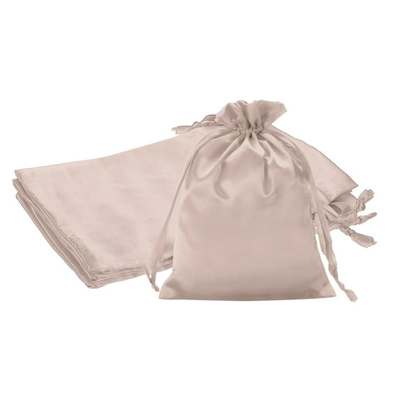 Uxcell Satin Drawstring Gift Bags for Jewelry, Candy, and Party Favors Champagne 6 x 8 Inch