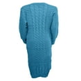 thumbnail image 5 of Robe Tricotée à Manches Longues pour Femmes Motif Crochet Unie Côtelée Robe Décontractée, 5 of 5