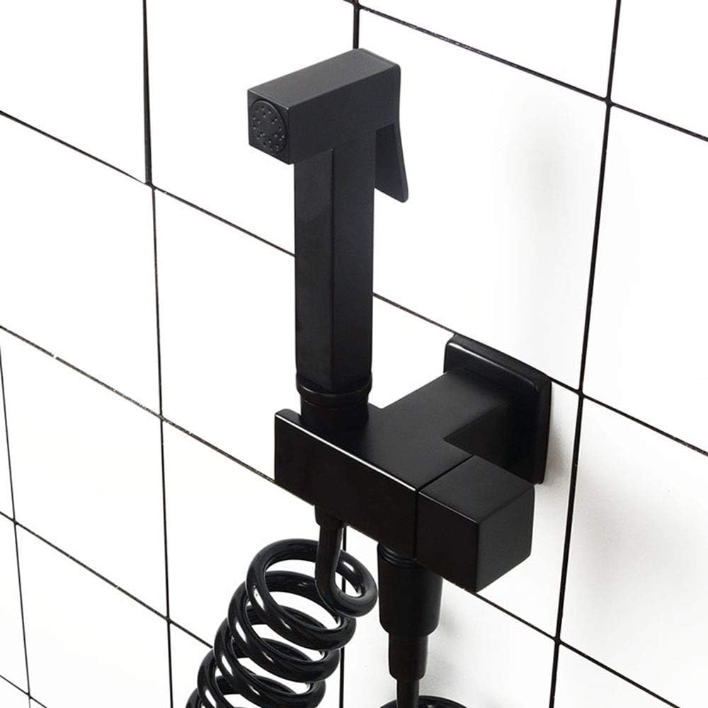 Black Bidet Sprayer for Toilet Brass Cloth Diaper Washer Set Wall Mounted Single Handle Hand Held Bidet Spray Kit with Cold Water, Anti Leaking Hose for for Toilets,PVC Hose