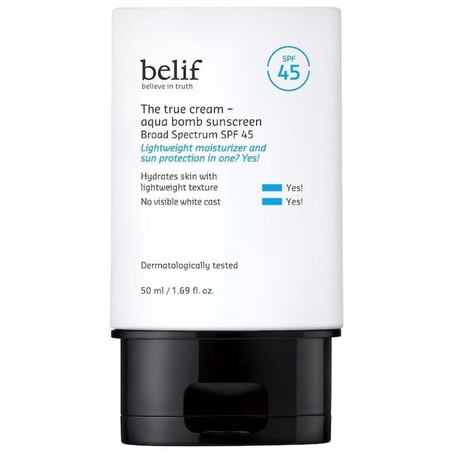 Protector solar belif Aqua Bomb SPF 45 con niacinamida hidratante, 50 ml