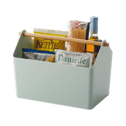 Yamazaki Home Storage Caddy, Mint, Plastic + Wood, Supports 4.4 pounds, Handle, No Assembly