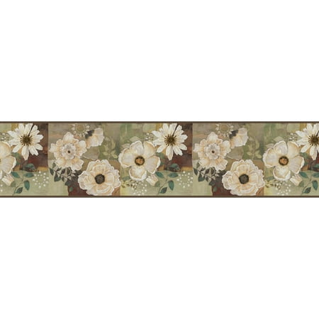 - Brewster Home Fashions Meadowlark Septimus Gardenia 15' x 6'' Floral 3D Embossed Border Wallpaper
