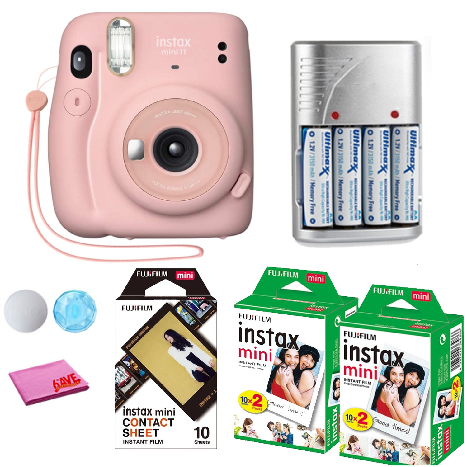 FujiFilm Instax Mini 11 Instant Camera Blush Pink (16654774) + 2x