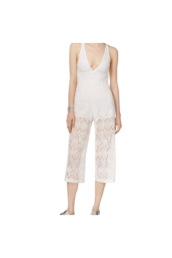 Womens Lace Jumpsuit, Off-White, Large