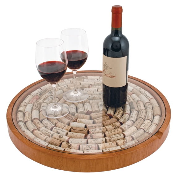 True Wine Cork Collector Lazy Susan Turntable, Holds 130 Corks, Table Décor
