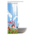 thumbnail image 2 of ABPHQTO Cortina de ducha de casa de campo, amapolas rojas en campo verde, decoración de baño de tela, conjunto de cortina de ducha con ganchos, 90x180 cm, 2 of 3