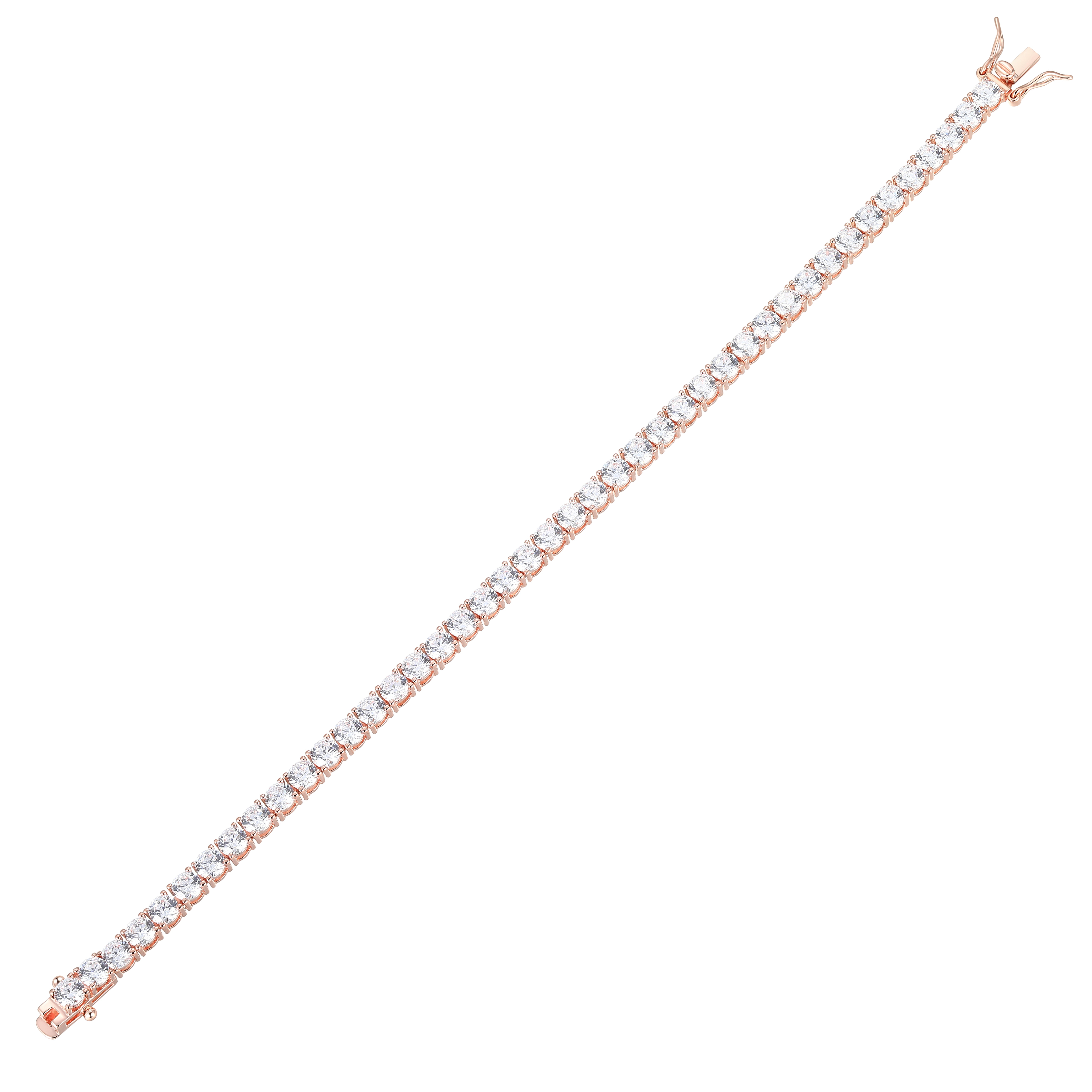 Forever Facets 4mm Cubic Zirconia Tennis Bracelet in 14k Rose Gold over Sterling Silver, Adult Female