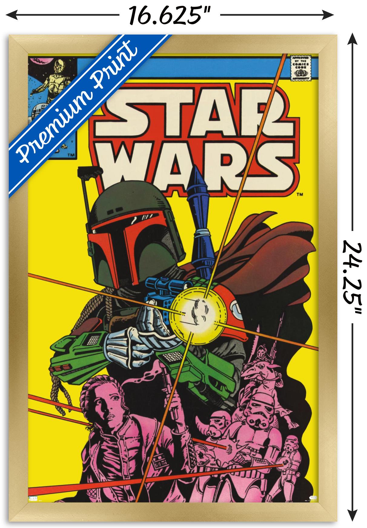 Star Wars: Saga - Boba Fett - Comic Cover Wall Poster, 14.725" x 22.375", Framed