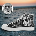 thumbnail image 3 of Coolcustomize toMen's Gothic Punk Shoes, Plus Size High-Top Sneakers, Black & White Gothic Woman face Floral pattern - Cushioned Rubber Sole, Athletic Couple Shoes for Men, Dressy Shoes, 3 of 11