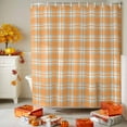 thumbnail image 3 of Orange White Plaid Shower Curtains for Bathroom, Country Style Farmhouse Simple Striped Waterproof Fabric Shower Curtain for Bathroom Bathtub Decoration, Machine Washable, 54x"78", 3 of 9