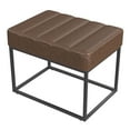 thumbnail image 3 of Kai Ottoman Footstool, Dark Brown Faux Leather, Black Metal, 22 Inch, 3 of 3