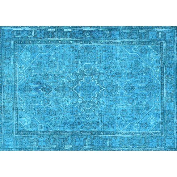 Ahgly Company Indoor Rectangle Persian Light Blue Traditional Area Rugs, 7' x 9'
