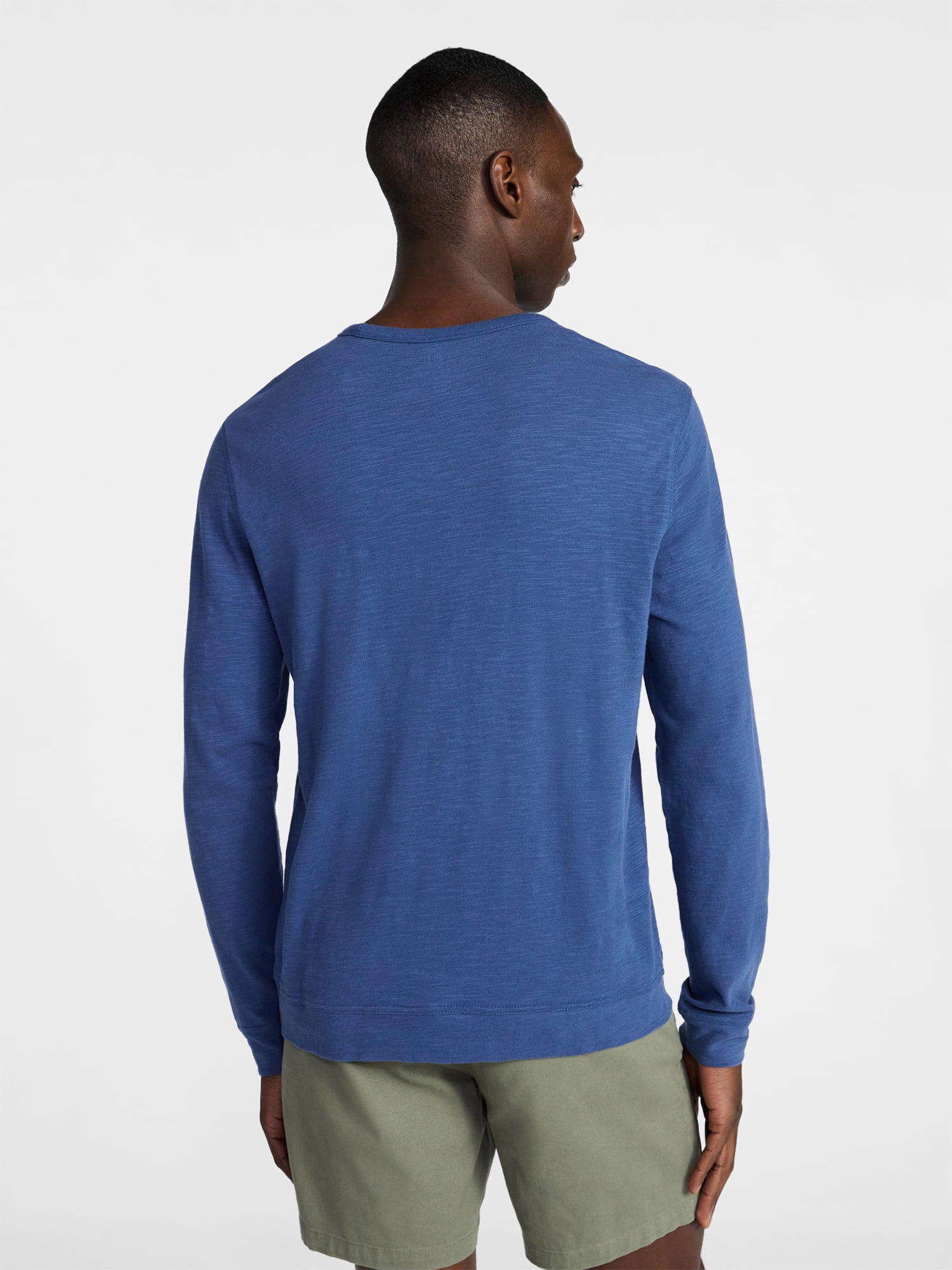 George Men's and Big Men's Slub Pocket Crewneck Tee with Long Sleeves, Size XS-3XL
