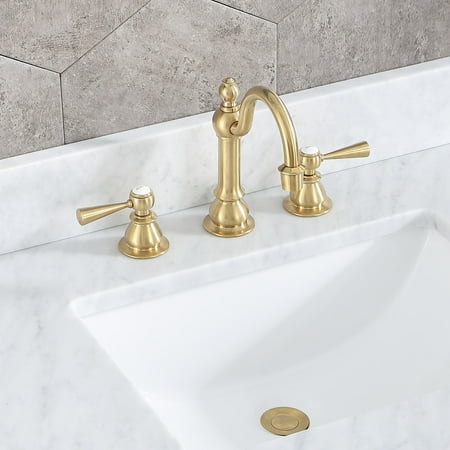 Water Creation Satin Brass High Arc Torch Lever Handle True Brass Lavatory Faucet