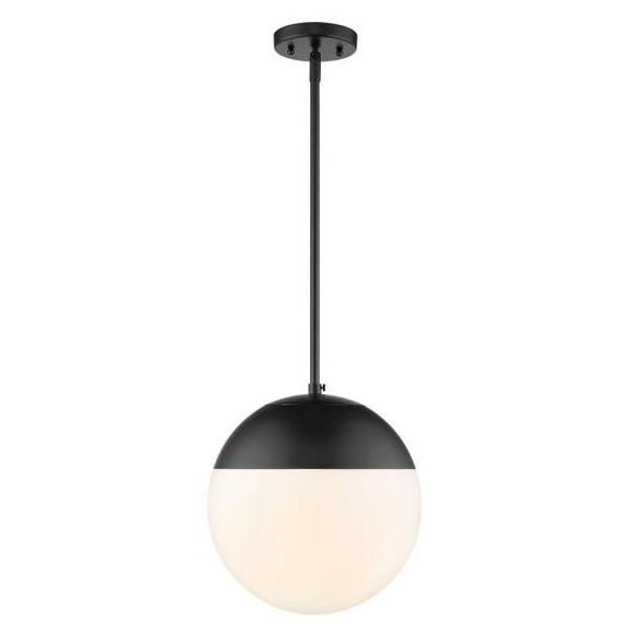 Golden Lighting Dixon 1-light 12in Pendant and Matte Black shade and Opal Glass