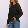 thumbnail image 3 of Simua Tops for Women Patchwork Long Sleeve Ribbed Blouses Crewneck Solid Color Shirts Lace Sweaters, 3 of 6