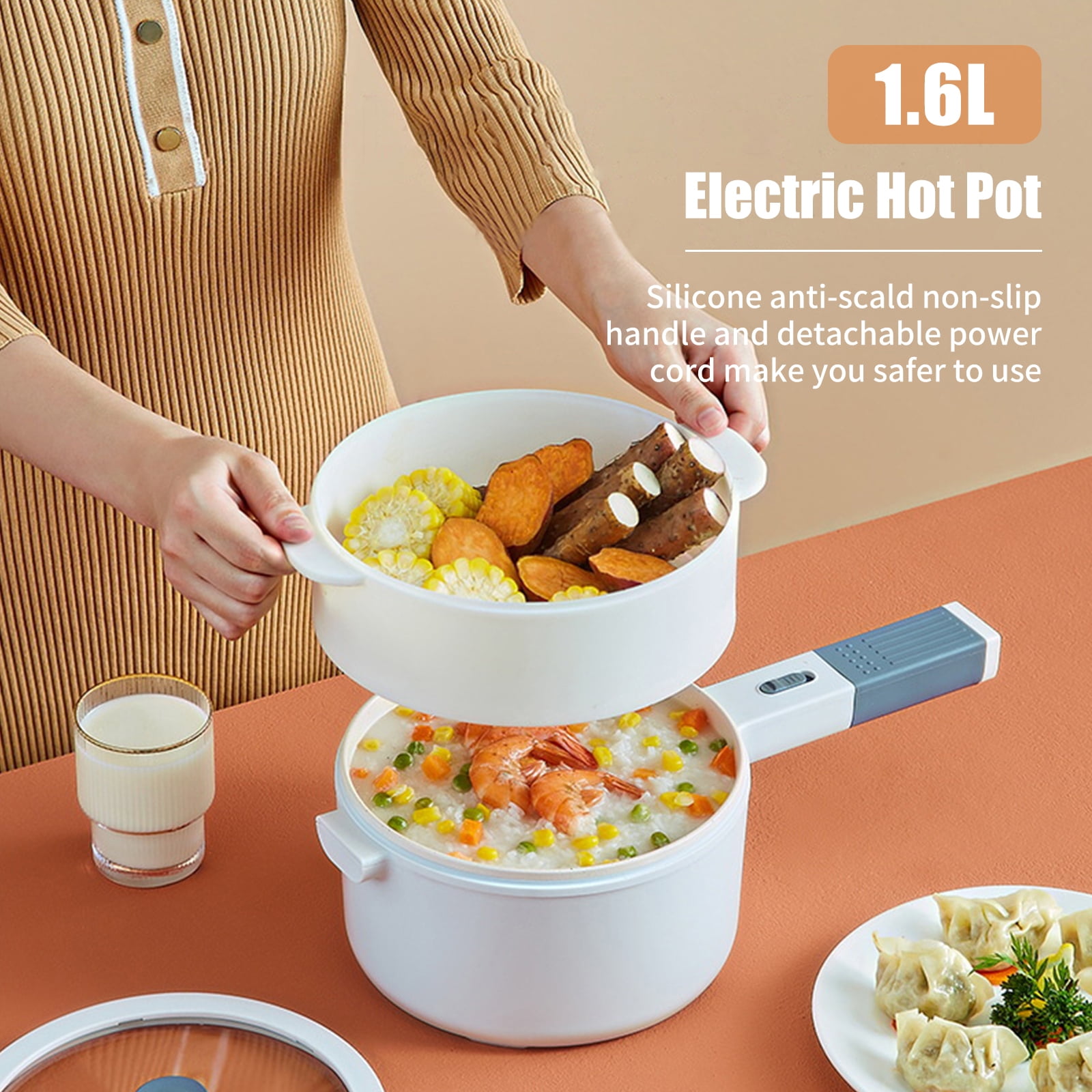 Electric Hot Pot 110V Electric Cooker Skillet Non-Stick Rapid
