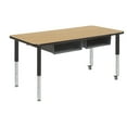 thumbnail image 1 of 36in x 60in Rectangle Premium Thermo-Fused Table 4 Book Boxes Oak/Black/Black - Super Leg, 1 of 2