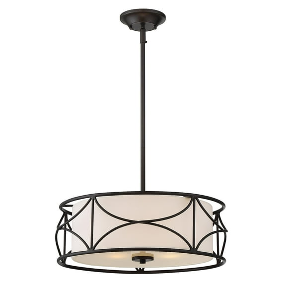 Avara 60-Watt 3-Light Oil Rubbed Bronze Traditional Pendant Light with White Fabric Shade and No Bulbs Included