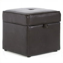Pemberly Row Faux Leather Cube Storage Ottoman in Dark Brown