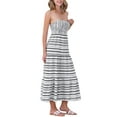 thumbnail image 4 of INSPIRE CHIC Women's Tube Maxi Dress Smocked Long Floral Boho Dresses XS White, 4 of 6