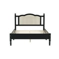 thumbnail image 4 of Full Size Bed Frame, Wooden Platform Bed with Natural Rattan Headboard, Slat Support for Bedroom and Livingroom, Black, 4 of 7