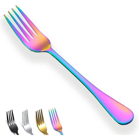 

ReaNea Rainbow Dinner Forks 12 Pieces Stainless Steel 8.17 inch Fork Wedding Silverware Forks Set