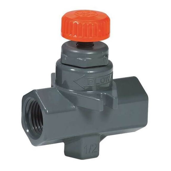 Hayward Flow Control Needle Valve, Straight, PVC/FPM, 1/4", Threaded NVA1025T