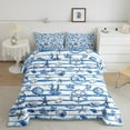 thumbnail image 2 of Erosebridal Hawaii Beach Starfish Bedding Full Comforter Set, Rudder Stripe Down Comforter, Nautical Home Decor, Reversible 3pcs, 2 of 8