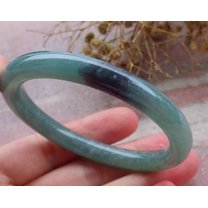 Certified Icy Green Black Burma 100% Natural A JADE Jadeite Circle Bangle Bracelet 53 mm 662769 TN