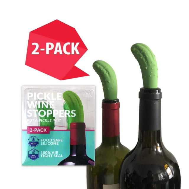Hawwwy Funny Pickle Wine Stopper, Air Tight Reusable Silicone Wine