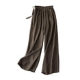 thumbnail image 5 of Linen Pants Women Spring Summer Elastic High Waist Wide Leg Loose Fit Flowy Palazzo Beach Pants Trousers, 5 of 5
