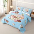thumbnail image 3 of Manfei Kawaii Cat Donut Twin Quilt Set, Sweet Treat Twin Coverlet Set, Blue Pink, 2 Pieces, 1 Bedspread and 1 Pillowcase, 3 of 7