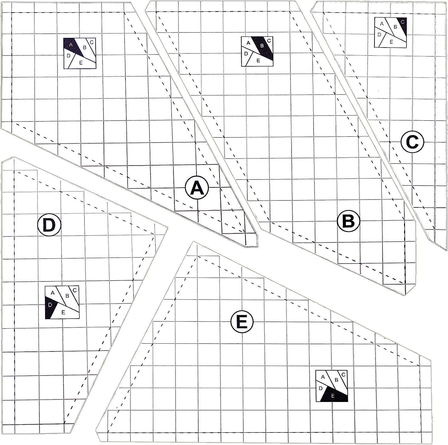 5 Pcs Quilting Cutting Template Clear Creative Grids Quilting Rulers