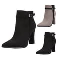 thumbnail image 4 of NOKIO Women'S Trendy Suede Ankle Booties Women's Autumn And Winter Pointed Toe Stiletto Suede Stitching Fashionable Thin Suede High Heel Short Boots Women'S Fashionable Sock Booties, 4 of 6