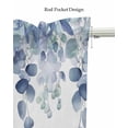 thumbnail image 5 of Blue Eucalyptus Linen Curtain Valance for Bedroom/Bathroom/Kitchen/Office/Living/Dining Room Windows,Watercolor Floral Spring Botanical Plant Pocket Topper Drapes Decorative Cafe Drapery Panel 42x18, 5 of 6